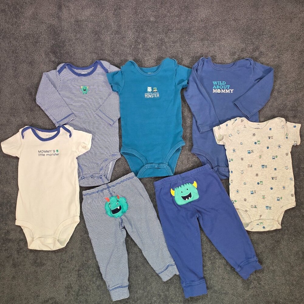 Carter’s Baby Monster Bundle 12M 7pc Bodysuits Pants